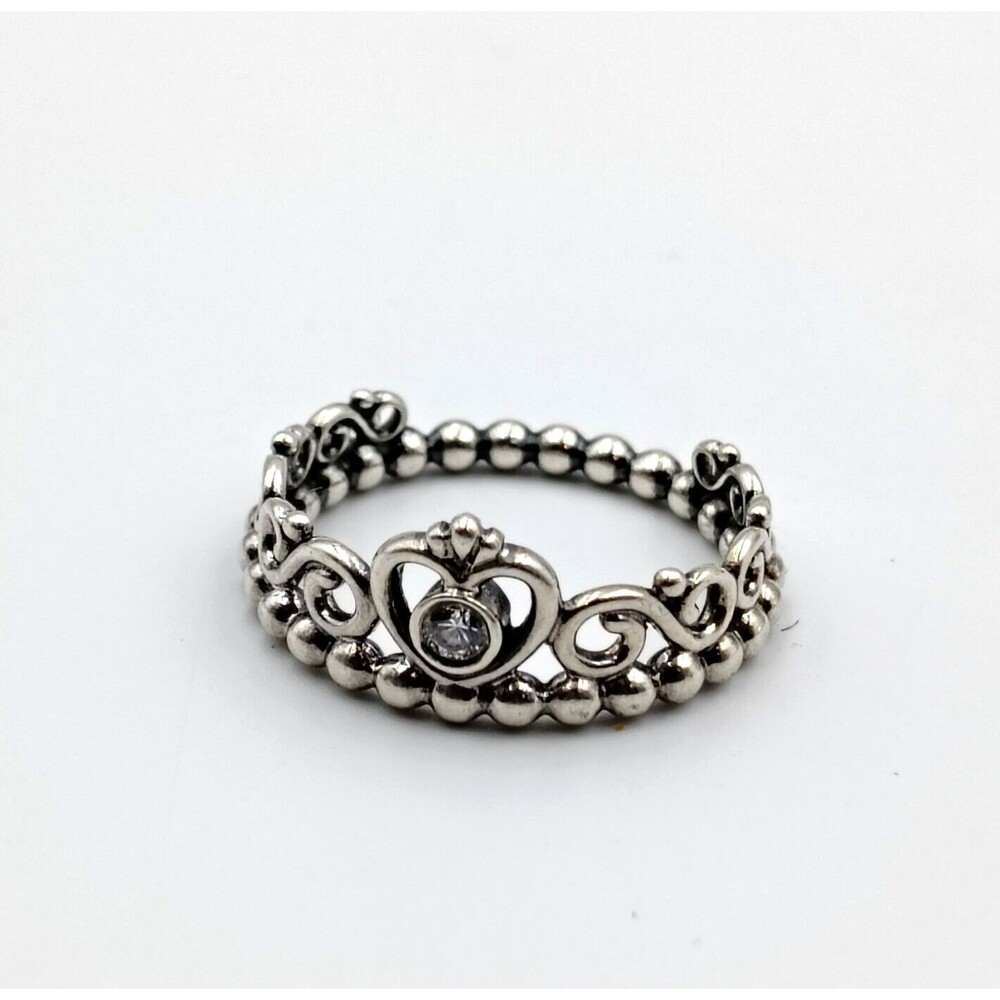 Pandora ALE Sterling Silver 925 CZ My Princess Tiara Crown Ring Sz 7/54